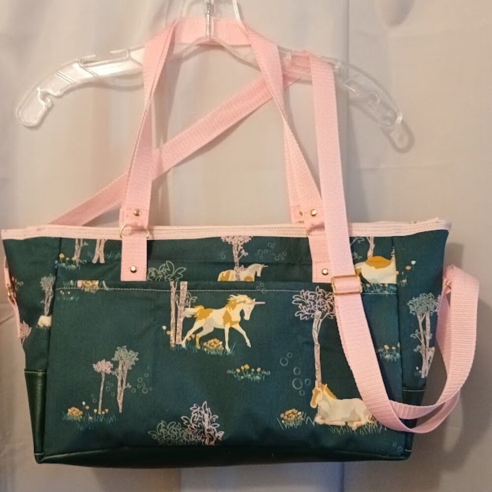 New Mystical Unicorn Sling Crossbody Purse Shoulder Large Green Pink Diaper Bag